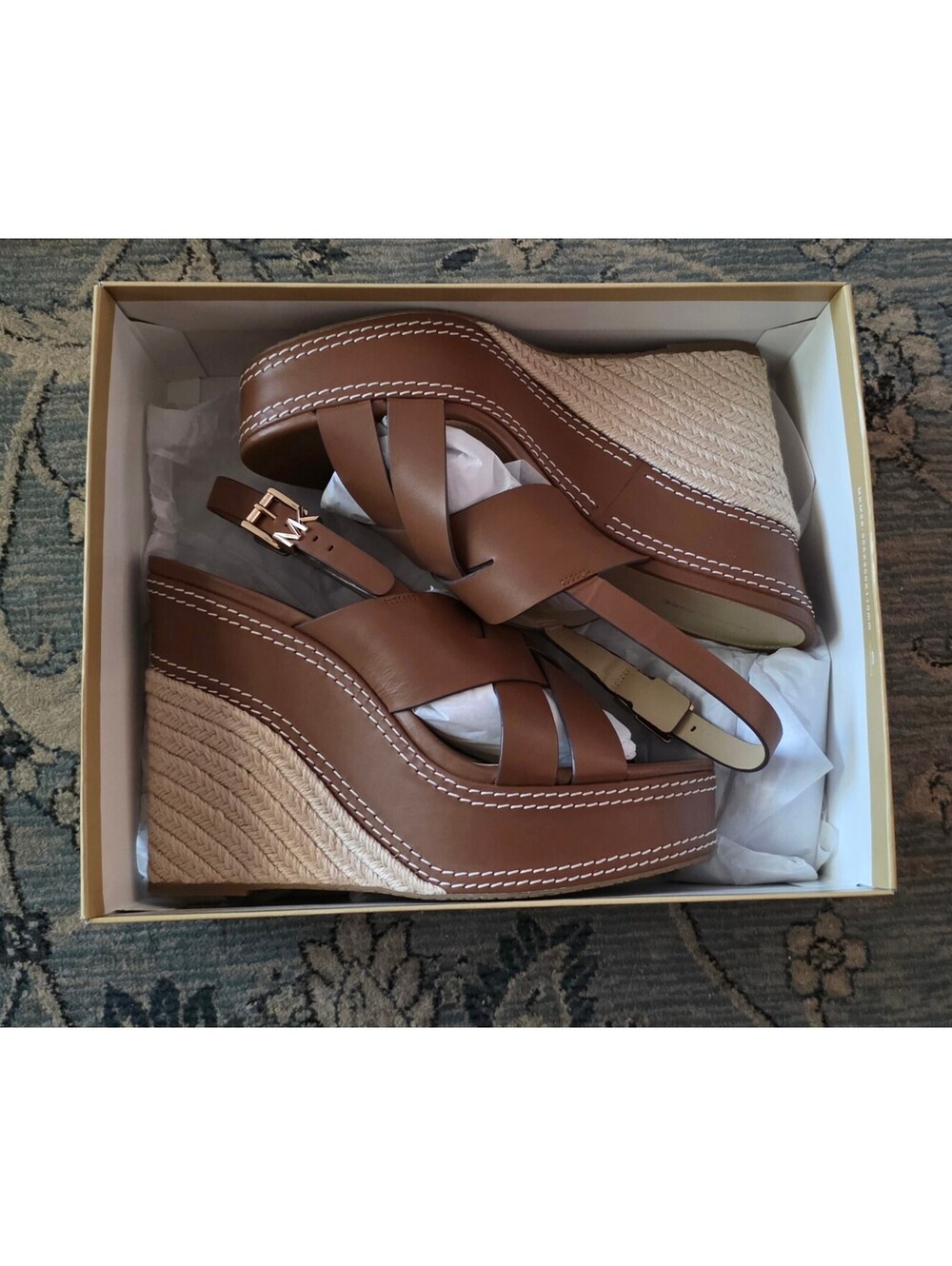 Michael Kors Nora Wedge Leather Sandals Size 11M